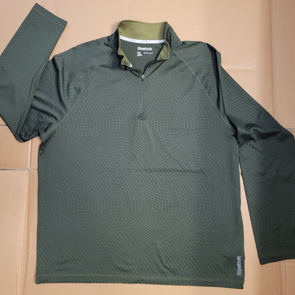 Gym Gear Reebok Men's DryFit 1/4 Zip Green Shirt Sz. XL